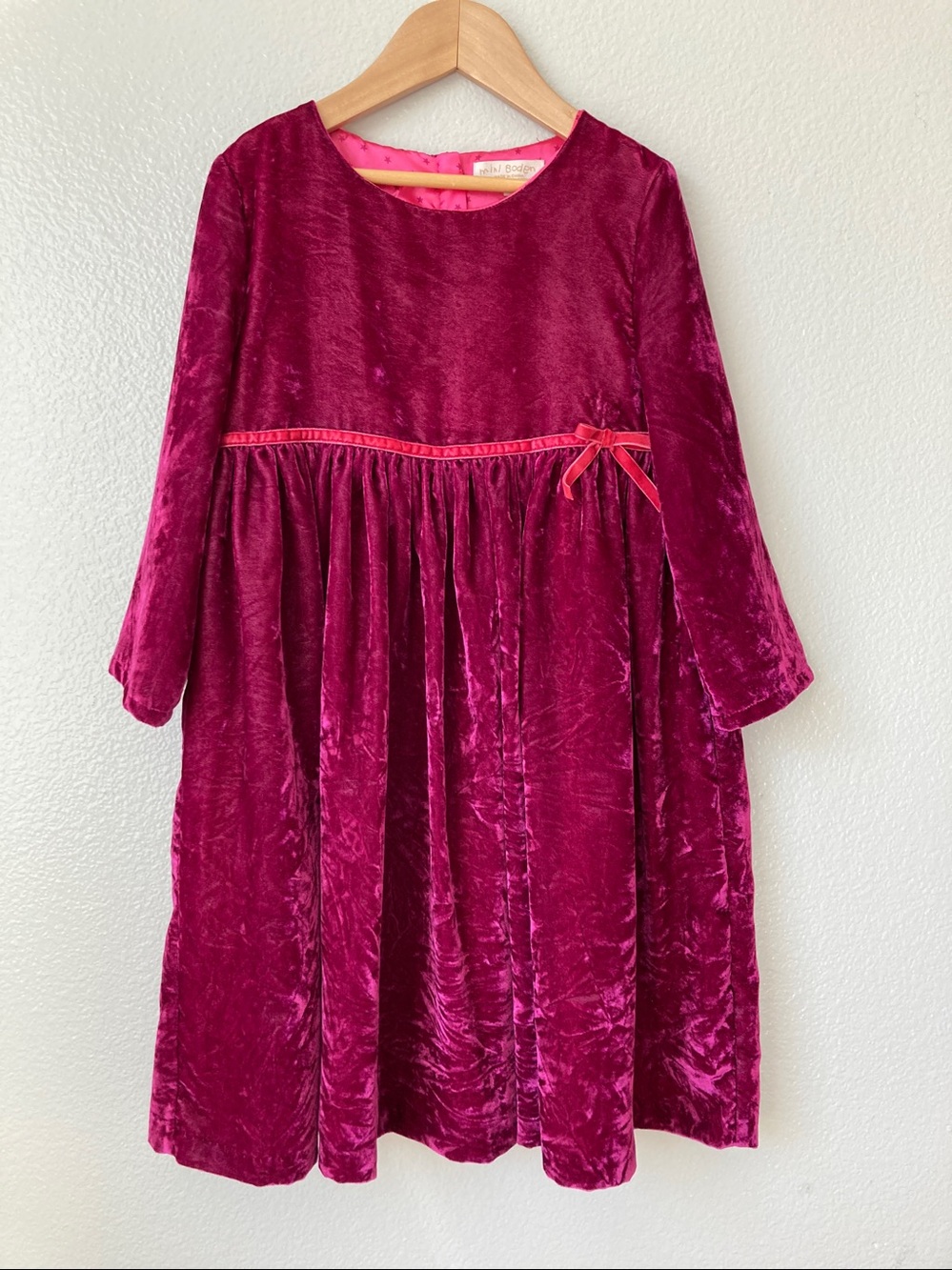 Mini Biden crushed Velvet long sleeve dress sz 9-10 yrs